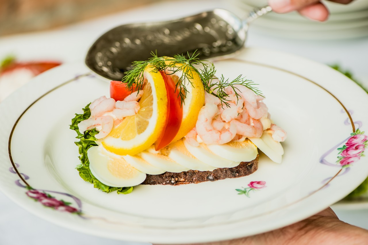 Smørrebrød by Florie signature dishes Æg & Rejer (Egg & Shrimp)Roastbeef med RemouladeHønsesalat (Chicken Salad)Rullepølse (Spiced Rolled Pork)
